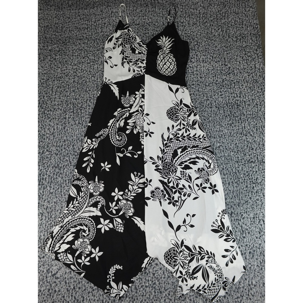 White House Black Market Midi Dress Women 10 Black White Tropical 570308602